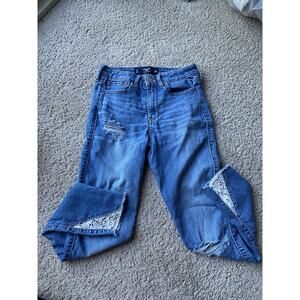 Women's Hollister Crop High Rise Jeans Size 3 w/ lace accent